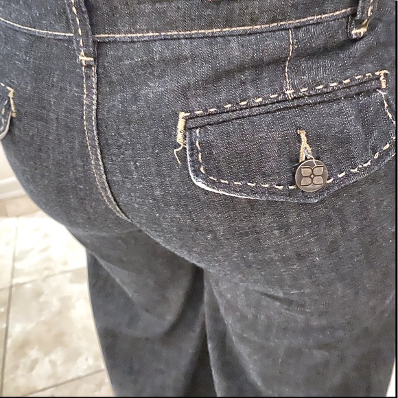 VINTAGE BCBG MAX AZRIA JEANS DENIM PANTS GRAY WASH COTTON WIDE LEG SZ 27 CUFFED - Picture 6 of 9